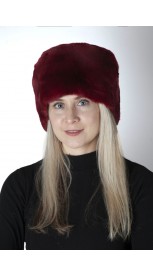 Red-Bordeaux rex fur hat